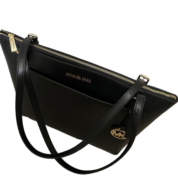 Michael Kors Large Top Zip Tote Black w Front snap pocket - Picture 2 of 7